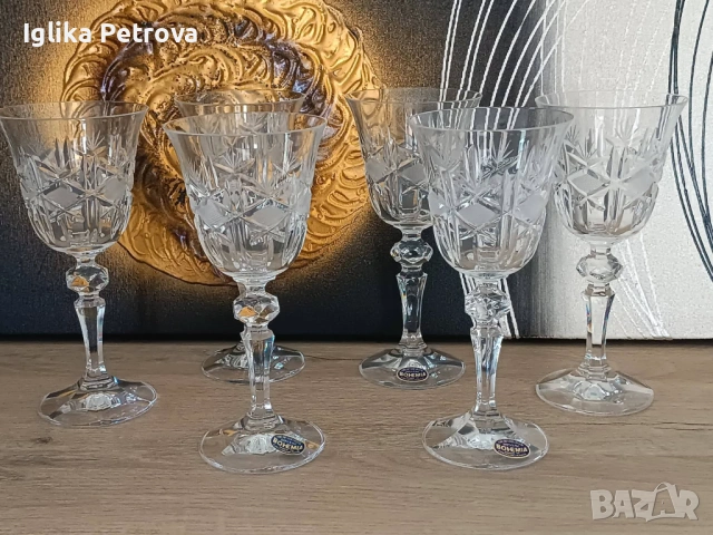 Нов сервиз за вино от Бохемия , снимка 4 - Антикварни и старинни предмети - 54758360