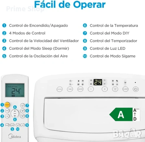Мобилен климатик Midea Penguin, 12000 BTU. Охлаждане + отопление + вентилация с HEPA филтър, А+, снимка 10 - Климатици - 54834548