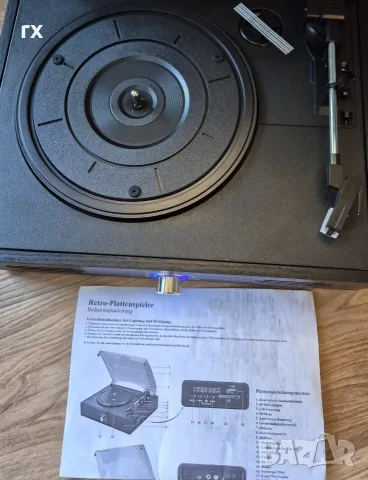 Грамофон TR109-R с ВГРАДЕНА БАТЕРИЯ, FM, Bluetooth, USB, SD слот и говорители, снимка 3 - Грамофони - 55423399