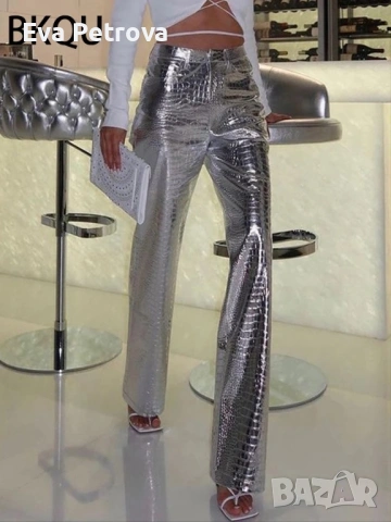 Кожен панталон сив  питон принт 27 S