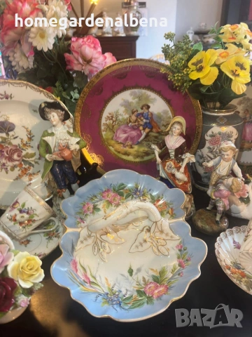 Луксозен двусекционен съд – Ръчна Рисунка | Винтидж Шедьовър, снимка 2 - Декорация за дома - 54059844