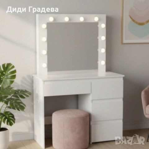 Тоалетка с голямо Led огледало - перфектна за всеки интериор, снимка 2 - Тоалетки - 53980214