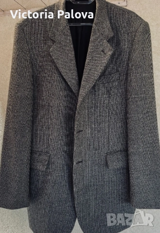 Италианско луксозно сако Carletti Moda Uomo, 100% фина вълна, размер 50, снимка 2 - Сака - 54305214