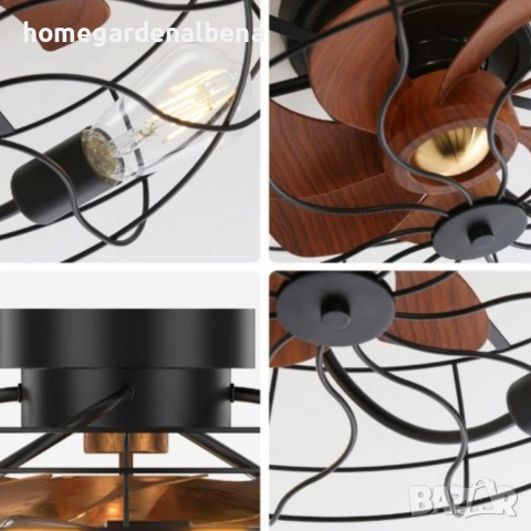 Вентилатор за Таван с LED Осветление | 50 см | Индустриален Стил, снимка 4 - Вентилатори - 54211467