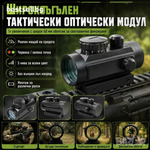 Бързомер оптически дигитален мерник прицел лазер за оръжие пушка 1x40, снимка 8 - Оборудване и аксесоари за оръжия - 29241794