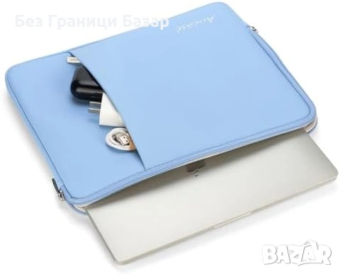 Нов Бежов Защитен калъф за лаптоп MacBook Pro Air 13 14 HP Acer Asus Lenovo с джоб, снимка 5 - Калъфи, кейсове - 54924870
