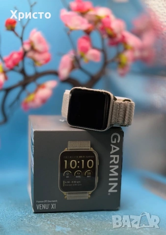 НОВ!!! Смарт часовник Garmin Venu X1, Soft Gold с титаниев гръб и каишка найлон French Gray  , снимка 8 - Смарт часовници - 54516361