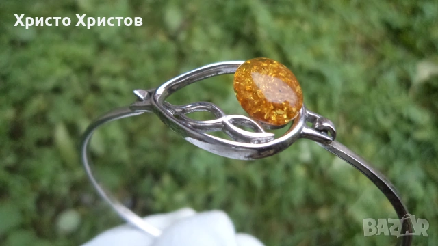 Сребърен 925 проба нов бутиков комплект с кехлибари, снимка 3 - Бижутерийни комплекти - 55138225