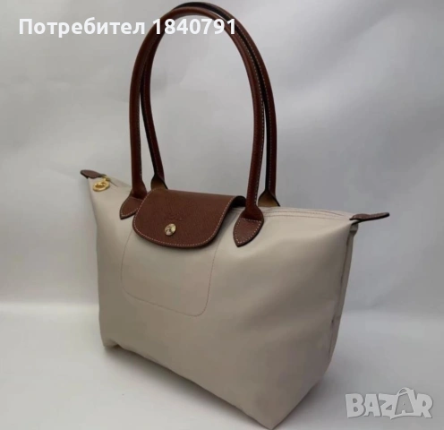 НОВА Longchamp Le Pliage – с етикети, млечно бежова, М, дълги дръжки, снимка 3 - Чанти - 54517947
