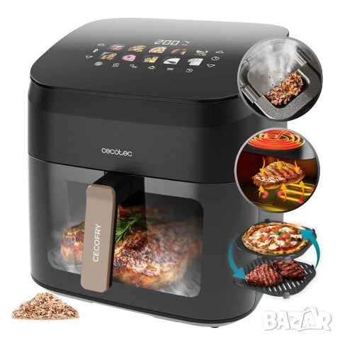 Безмаслен фритюрник CecoFry&Grill Smokin' 8500, 8,5л, 2200W, черен, 10 програми