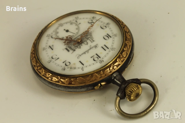 1900's REGULATEUR С Локомотив 68мм Джобен Часовник Декориран, снимка 10 - Джобни - 54894235
