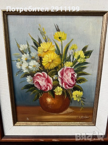 Маслена картина – цветя, снимка 3 - Картини - 54250098