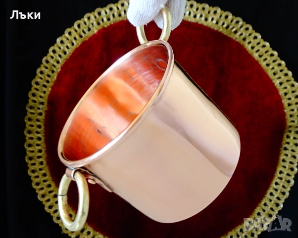 Шведска медна чаша за вино,чиста червена мед,печат. , снимка 5 - Антикварни и старинни предмети - 54160328