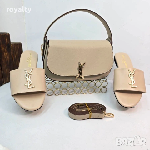 Yves Saint Laurent Дамски Чехли + Чанта Различни Цветове YSL, снимка 10 - Чехли - 55025838