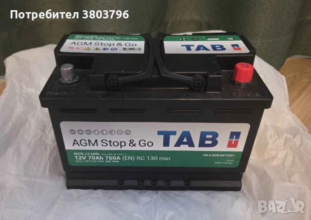 Акумулатор TAB AGM Stop & Go 70Ah 760А