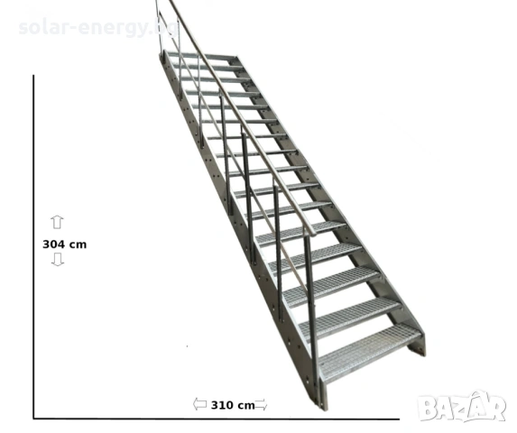 Метално стълбище 16 стъпала | Външни стълби | Поцинковано