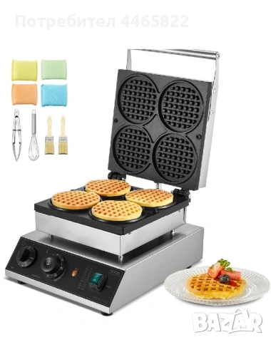 Професионална машина за кръгли белгийски вафли