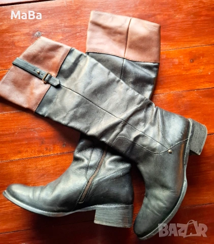 Ботуши естествена кожа, №40, черно и кафяво, използвани 