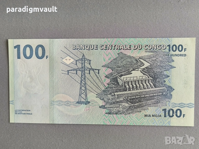 Банкнота - Конго - 100 франка UNC | 2000г., снимка 2 - Нумизматика и бонистика - 54671463