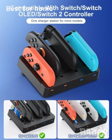Зарядна станция за Nintendo Switch 2 и порта Joy-Con 4 като ново, снимка 2 - Аксесоари - 54541863