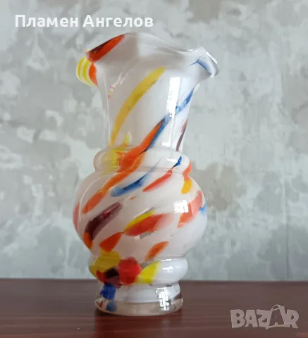 Винтидж ваза тип Мурано-Ръчна изработка. , снимка 4 - Вази - 55608921