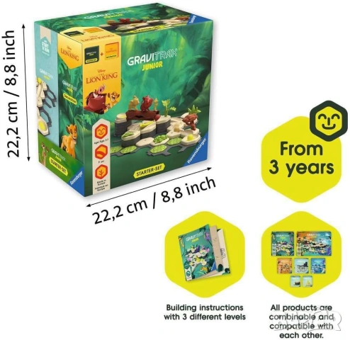 Ravensburger GraviTrax Junior - Комплект Цар Лъв е интерактивна система за изграждане на писти с топ, снимка 7 - Конструктори - 54976012