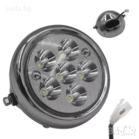 Кръгъл LED фар 5 инча за електрически скутер Citycoco, Harley, мотоциклет и ATV 12V-80V 50000ч 10423, снимка 6 - Нумизматика и бонистика - 54694620