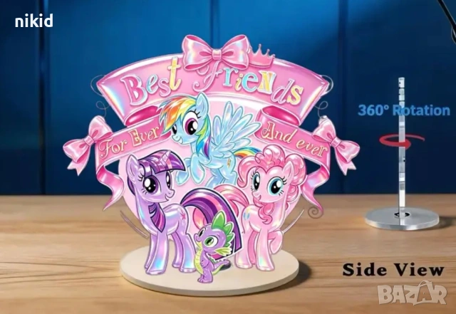 въртяща 360 ° Малкото пони My Little pony 2D Акрилна Фигурка топер за торта връх парти рожден ден