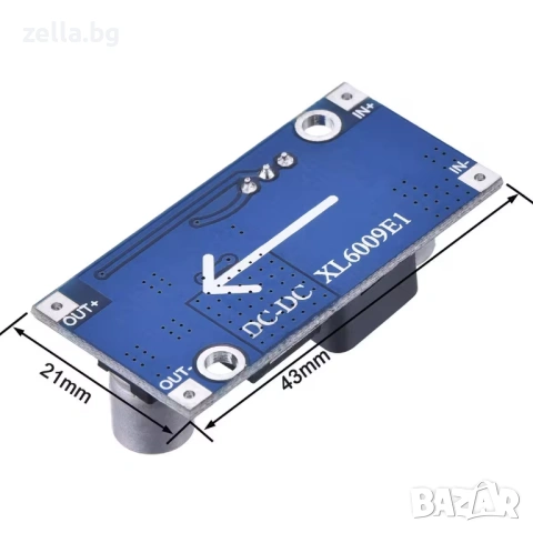 Комплект 5 броя DC-DC Boost конвертор XL6009, 4A, регулируем Step-Up модул 3V-32V към 5V-35V 10390, снимка 6 - Друга електроника - 54691922