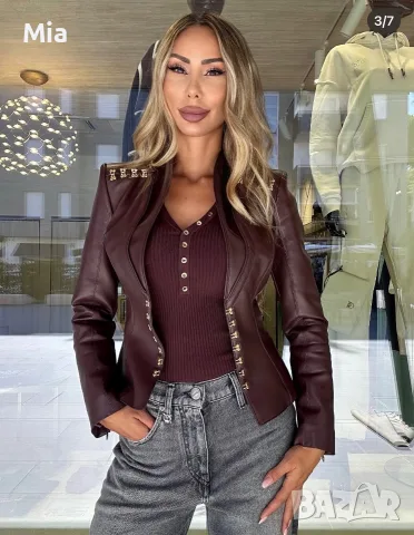 Elisabetta Franchi кожено яке - бордо, снимка 4 - Якета - 55666372