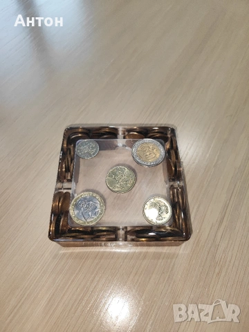 Пепелник с български монети от епоксидна смола, снимка 2 - Други - 54363413