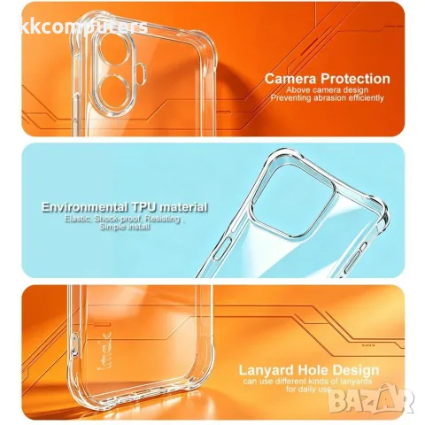 IMAK за TCL K70 NxtPaper 5G Магнитен Airbag Удароустойчив TPU Калъф със Скрийн Протектор – Прозрачен, снимка 6 - Калъфи, кейсове - 55611295