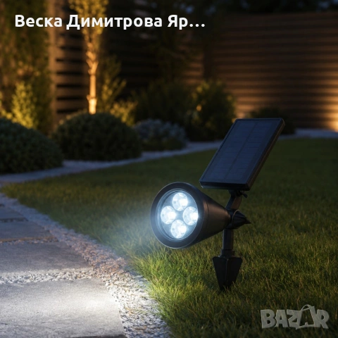 Соларен LED прожектор за градина 4 LED – Водоустойчив,, снимка 3 - Лед осветление - 54910792
