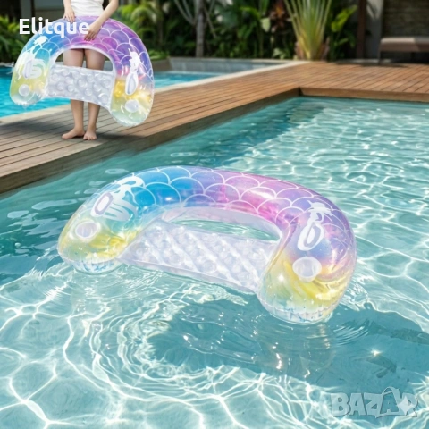 Надуваем матрак русалка 115x70 см с поставки за чаши – стилен и удобен за басейн и летен релакс, снимка 7 - Други стоки за дома - 54219597