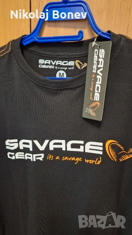 риболовна  фланелка Savage Gear черна размер М 15 евро Нова, снимка 4 - Тениски - 54452600