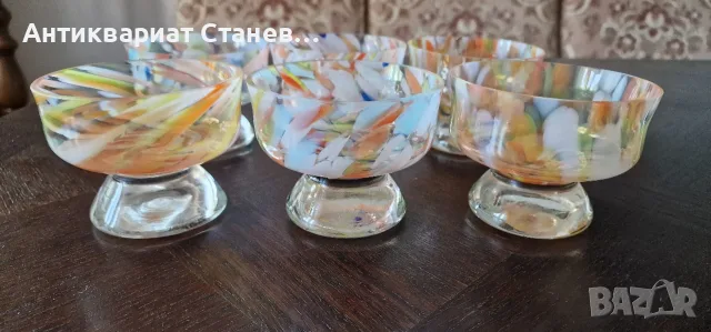 Купички за сладолед от художествено цветно стъкло в стил Мурано, снимка 2 - Други - 55298296