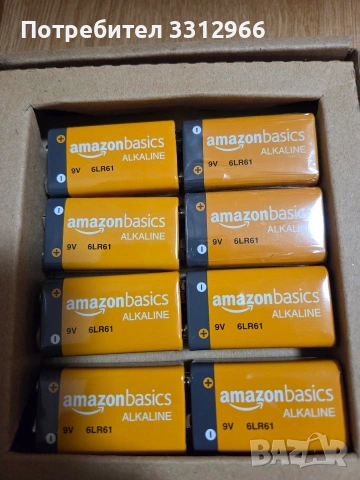 8 броя алкални батерии 9V (6LR61) от марката Amazon Basics, снимка 2 - Друга електроника - 55138256