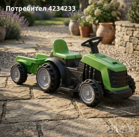 Детски акумулаторен трактор с ремарке , снимка 2 - Детски велосипеди, триколки и коли - 55299371