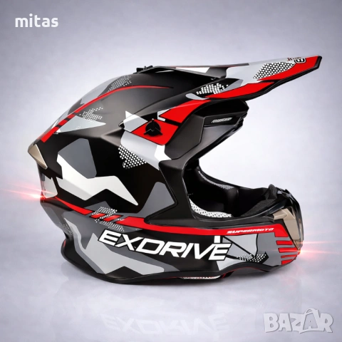 Кросова каска EXDRIVE, Full Face, DOT Сертификат, Размер: XL, снимка 10 - Аксесоари за велосипеди - 52145107