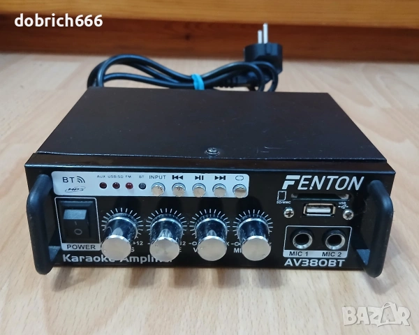 Усилвател радио караоке Fenton USB SD Bluetooth Aux FM 12 220V 25 евро