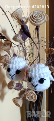 Ръчна изработка. Плетени Агънца за Гергьовден , снимка 2 - Декорация за дома - 54246459