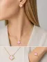 Van Cleef & Arpels VCA Gold Pink Opal Vintage Alhambra Clover Дамско Колие, снимка 3