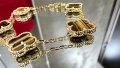 Van Cleef & Arpels VCA 5 Motifs Gold Tiger Eye Vintage Alhambra Дамска Гривна, снимка 3