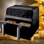 Фритюрник AirFryer Rosberg Premium, 1700W, 2съда x 4л., Горещ въздух, Таймер, до 200°C, Черен 2 ГОДИ, снимка 3