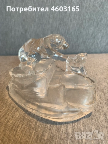 стъклена фигура на мечка с мече , снимка 4 - Колекции - 54400041