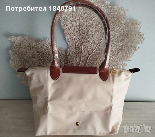 НОВА Longchamp Le Pliage – с етикети, млечно бежова, М, дълги дръжки, снимка 5 - Чанти - 54517947