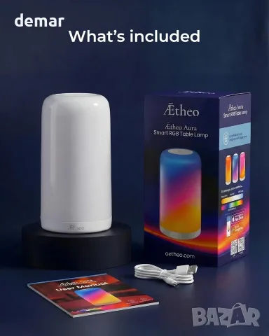 Aetheo Aura Смарт LED нощна лампа с RGB, Wi-Fi, Alexa и Google Home, снимка 10 - Настолни лампи - 55509745