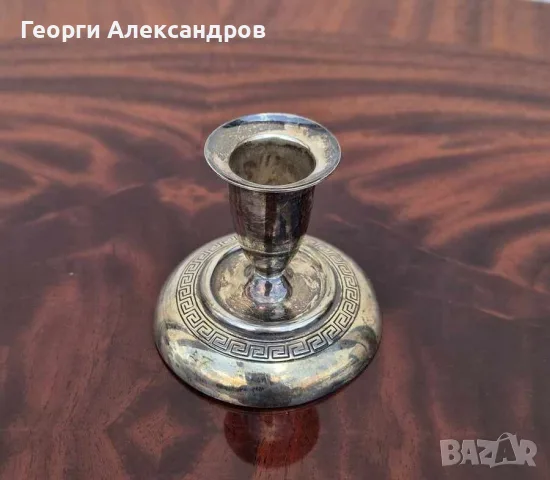 Стар ИТАЛИАНСКИ АРИСТОКРАТИЧЕН ДЕБЕЛО ПОСРЕБРЕН СВЕЩНИК