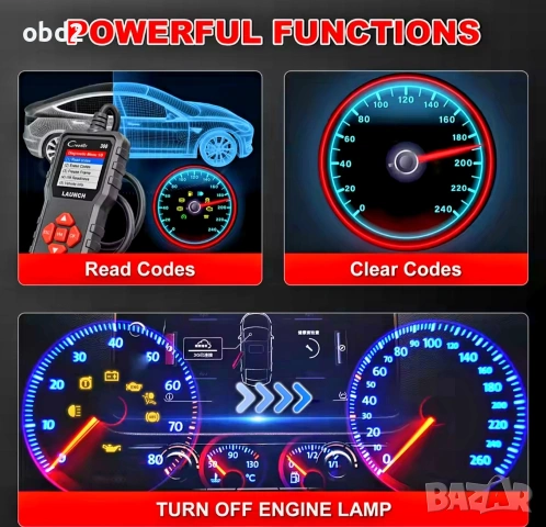 ​Автомобилна диагностика LAUNCH Creader 300 - 2026(най-нова версия) OBD2 скенер, снимка 5 - Аксесоари и консумативи - 54995989