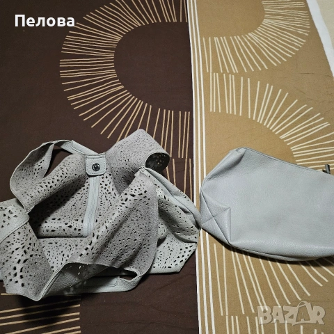 сива чанта тип торба 2 в 1, снимка 2 - Чанти - 54084370